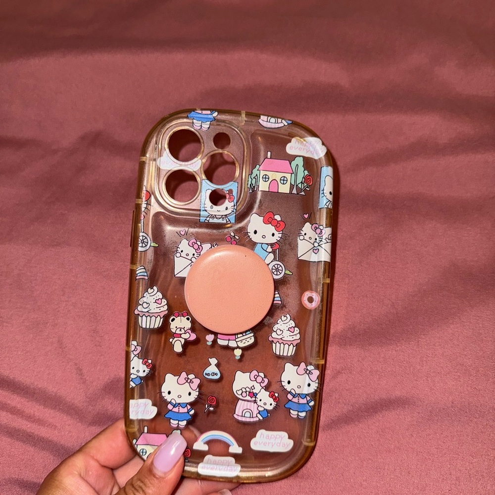 Hello Kitty Transparent Phone Case with Pink Accents